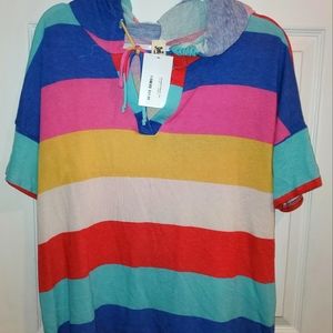 Sew In Love Hooded Multi Color short sleeve shirt, NWT